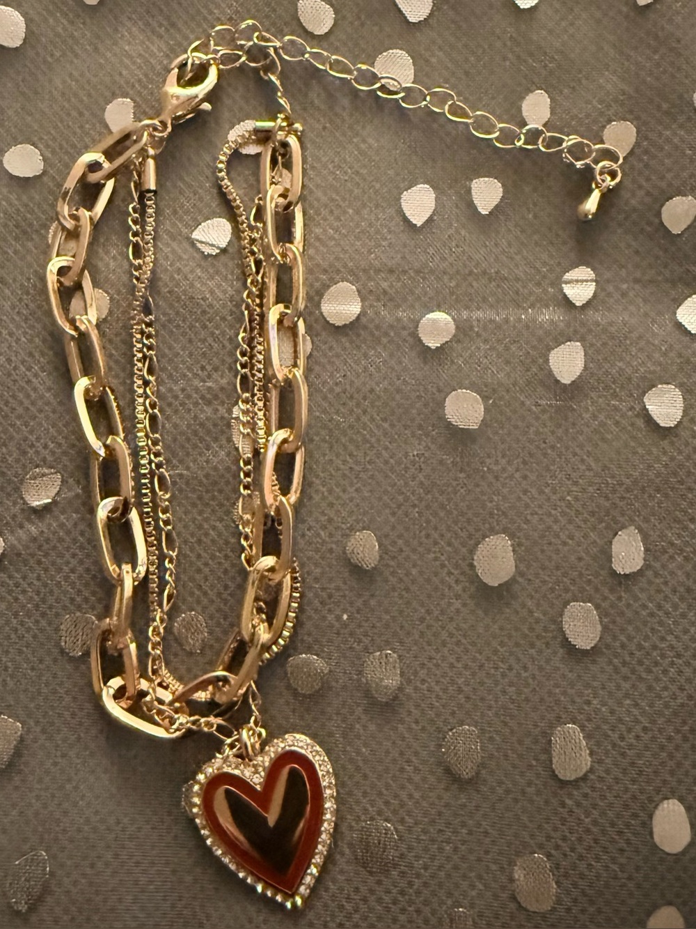 Lane Bryant Heart Pendant Necklace in Gold and Red - Women Jewelry